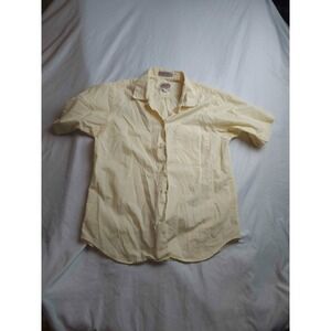 Picket And Post Shirt Top Womens Size 10 Yellow Button Up Short Sleeve Pocket